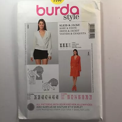 Buy Burda 7199 Jacket Coat Bomber Dress Tie Belt Ladies New Uncut Pattern PLUS • 12.50£