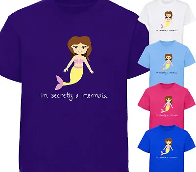 Buy Im Secretly A Mermaid T-Shirt Girls Brunette Design Childrens T Shirt Gift • 9.25£