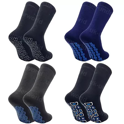 Buy Mens Thermal Slipper Bed Socks Non Slip Silicone Grippers Winter Warm 4 Pairs • 8.99£