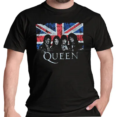 Buy QUEEN T Shirt Vintage Union Jack Official Freddie Mercury Mens Black  NEW • 13.85£