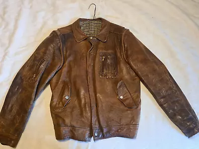 Buy Vintage Men’s Brown Leather Bomber Jacket Medium • 25£