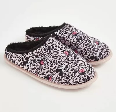 Buy Bnwt Ladies Disney Mickey Mouse Leopard Print Mule Slippers Size 5-6 Pink Blk • 13.99£