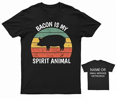 Buy Culinary Humour Tee - 'Bacon Is My Spirit Animal' Retro Foodie Shirt • 14.95£