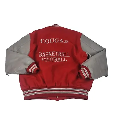 Buy Cougar American Basketball/ Football Red And Grey Varsity Jacket, Large  • 40£
