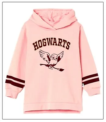 Buy Girls Harry Potter Hoodie Pink Oversized Sweatshirt Hedwig Hogwarts Sweater NEW • 16.99£