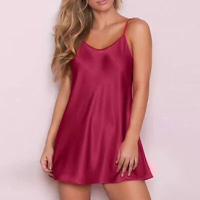 Buy Women Satin Silk Lingerie Sexy Babydoll Ladies Nightdress Gown Sleepwear Pajamas • 6.49£