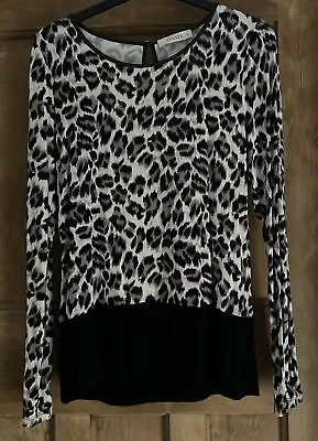 Buy Womens Oasis B/w Animal Print Long Sleeve Stretchy Casual T-shirt Top, Size S • 9.99£