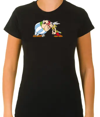Buy Asterix & Obelix Funny Characters  3/4 Short Sleeve T Shirt Woman F062 • 9.51£