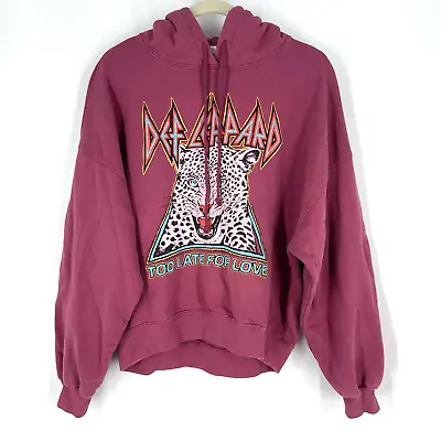 Buy Daydreamer Def Leppard Too Late For Love Oversized Hoodie Sweatershirt Pink XS • 64.14£
