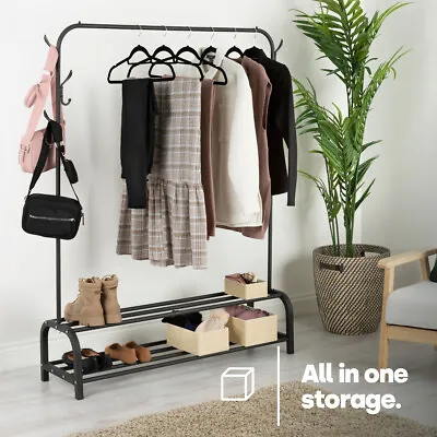 Buy Heavy Duty Clothes Rail Rack Garment Hanging Display Stand Shoes Storage Shelves • 19.95£