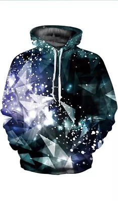 Buy Eudolah Men's Galaxy 3D Graphic Neon Printed Hoodie Sweatshirt Size S/M • 14.99£