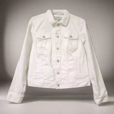 Buy Talbots White Jean Jacket Button Closure And Pockets Size Large • 17.95£