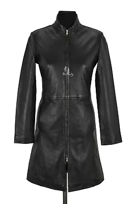 Buy CARRIE HOXTON Ladies Long Jacket Black Soft Lambskin Leather Long Jacket Coat • 129.99£