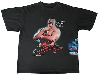 Buy Vintage WWF The Rock T Shirt Double Sided Laying The Smack Down 2000 • 69.93£