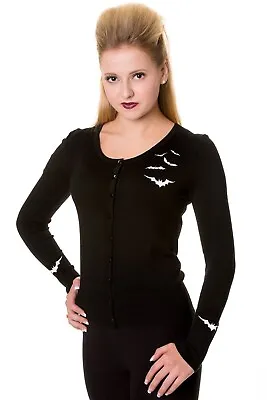 Buy Womens Embroidered Black Bats Gothic Punk Emo Soft Crew Cardigan BANNED Apparel • 31.99£