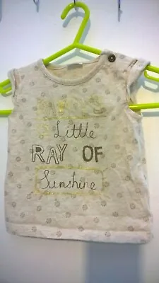 Buy Girls Beige  Daddy's Little Ray Of Sunshine  T-Shirt 6-9 Months By F&F • 2.99£