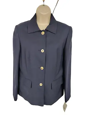 Buy Bnwt Womens Harpers & Queen Uk 14 Navy Short Formal Wool Mix Work Blazer Jacket • 14.99£
