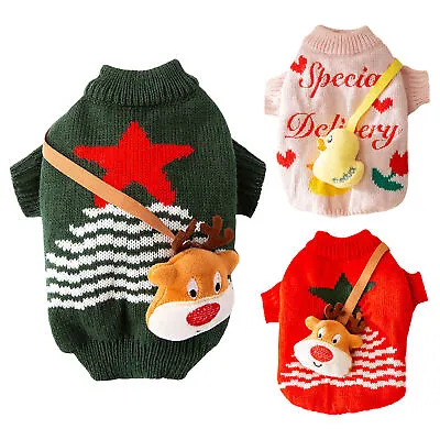 Buy Pet Knit Sweater Christmas Party Pet Cat Small Dog Jumper Sweater Warm Clothes • 13.05£