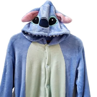 Buy Disney Stitch Adults One Piece Pajamas OSFM One Size Fits Most Button Up Soft • 14.17£