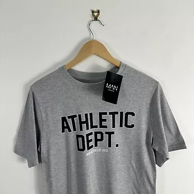Buy Men's BoohooMAN Athletic Department Division Gym Graphic Grey T-Shirt Small • 7£