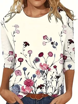 Buy Ivory Floral Print T-shirt – New, Unworn • 10£
