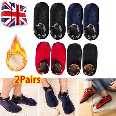 Buy 2Pairs Mens Floor Socks Winter Warm Soft Fleece Thick Bed Sock Non Slip Slipper • 4.89£