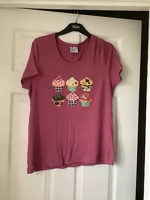 Buy Dusky Pink Cupcakes Muffins  Cotton T-Shirt Brand New With Sparkling Rhinestones • 15£