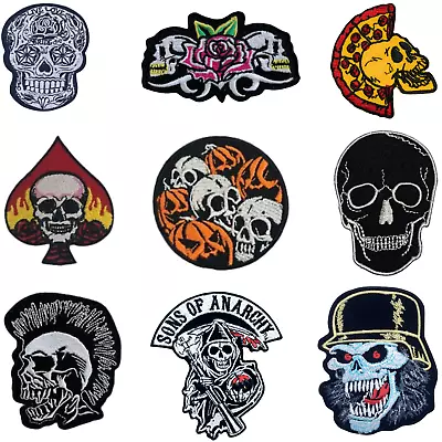 Buy Skulls Embroidered Patch Iron On Sew On Applique Clothing Jacket Jeans • 3.59£