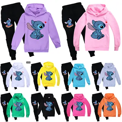 Buy 2PCS Lilo Stitch Kids Clothes Hoodies Jumper Casual Sweatshirt Tops Pants Outfit • 12.99£