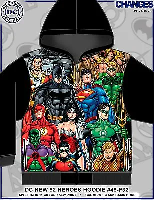 Buy Dc Comics 52 Heroes Flash Superman Aqua Man Batman Sublimation Zip Up Hoodie • 63.80£