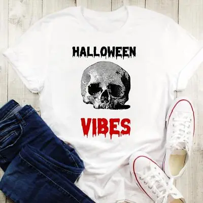 Buy Skull Halloween T Shirt - Skeleton T Shirt- Halloween Vibes %100 Premium Cotton • 12.95£
