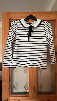 Buy Joanie Striped Black & White Peter Pan Collar Long Sleeve Shirt Size S • 10£