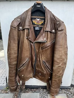 Buy Mens Harley-Davidson Leather Jacket, Brown, Size L • 50£