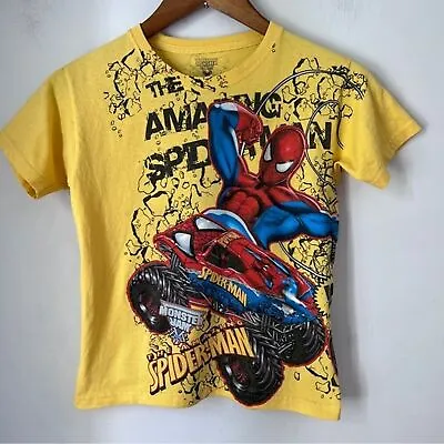 Buy Monster Jam -Shirt Spiderman Grave Digger 2012 100% Cotton Boys Girls Size 7 • 39.47£