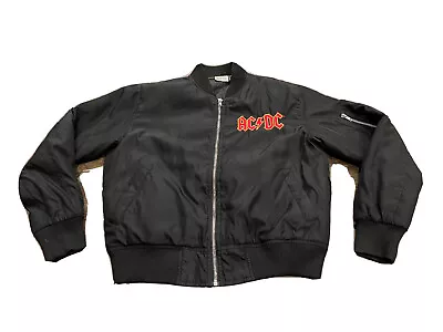 Buy Forever 21 Womens Black AC/DC 1981 World Tour Bomber Full Zip Jacket Size M • 31.29£