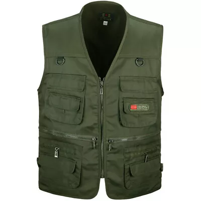 Buy Mens Multi Pocket Vest Hunting Fishing Waistcoat Safari BodyWarmer Gilet Jacket • 12.79£
