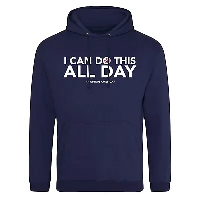 Buy Captain - America - I Can Do This All Day - Quote Navy Blue Hoodie Hooded Sweat • 18.99£
