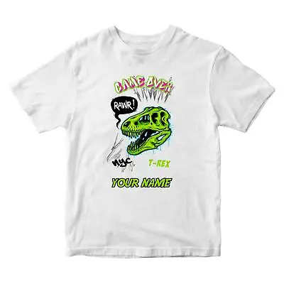 Buy Personalised Kids Boys Name Print T-Shirt T-Rex Dinosaur Gamer Birthday Xmas Top • 6.99£