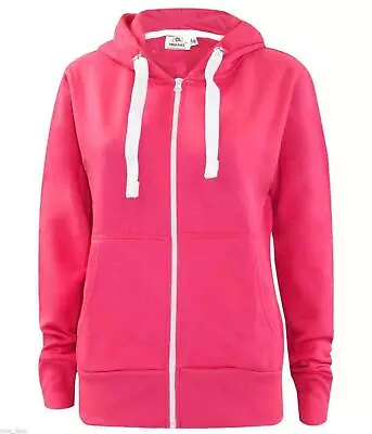 Buy Ladies Womens Hoodies Sweatshirt Zip Plain Hoody Girls Jacket Top • 9.99£