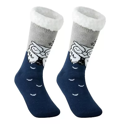 Buy Slipper Socks Sleep Animal Fleece Non Slip Fluffy Thermal Socks Mens Womens 4-8 • 9.99£