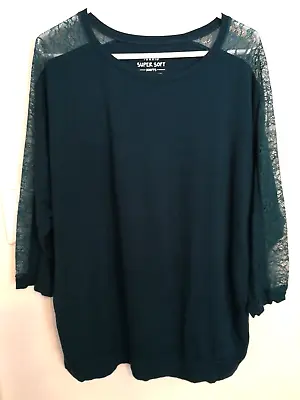 Buy Torrid Women Blouse 2 Plus 2X Green Shirt Floral Super Soft Lace Top Work *Tear* • 15.85£