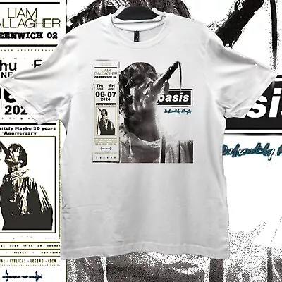 Buy Liam Gallagher, Definitely Maybe 30th Anniversary 2024 Greenwich 02 T Shirts . • 18£