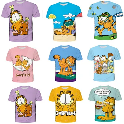 Buy Cosplay The Garfield Cute Cat 3D T-Shirts Adult Kids Sports Top Tee T-Shirts • 9£