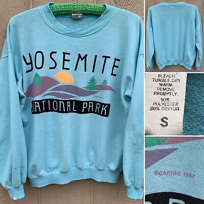 Buy Vintage Yosemite National Park Sweatshirt Top C Caribe 1987 Size S 80s 1980s • 90.46£
