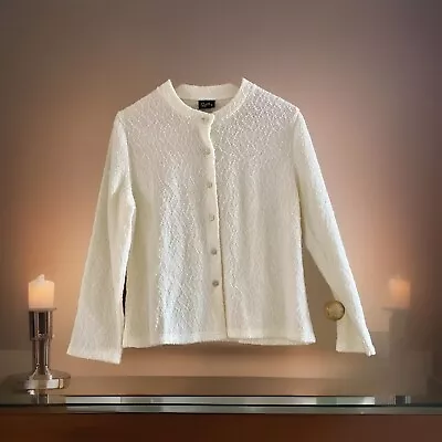 Buy French Vintage Regence Boucle Knit Cream Cardigan. Feature Buttons. F44 = UK 16 • 15£