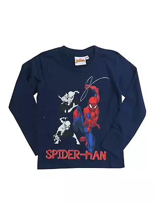 Buy Boys Spider-Man LONG SLEEVE T Tee Shirt Top Cotton Spiderman 18m-6 Years • 4.49£