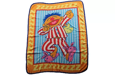Buy Vintage Sesame Street Sleepy Ernie In Stripe Pajamas Duckie Fleece Throw Blanket • 17£