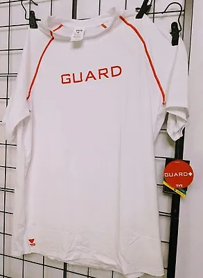 Buy TYR Men's Guard Short Sleeve RashGuard Tee Shirt White And Red Sizes M And XL • 13.22£