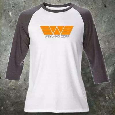 Buy Mens Weyland Corp Yutani Logo Raglan T Shirt Aliens Xenomorph M41A Nostromo Film • 25.99£