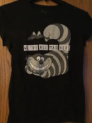 Buy Cheshire Cat - “We’re All Mad Here” - Black Shirt - Ladies - L - Disney • 33.07£